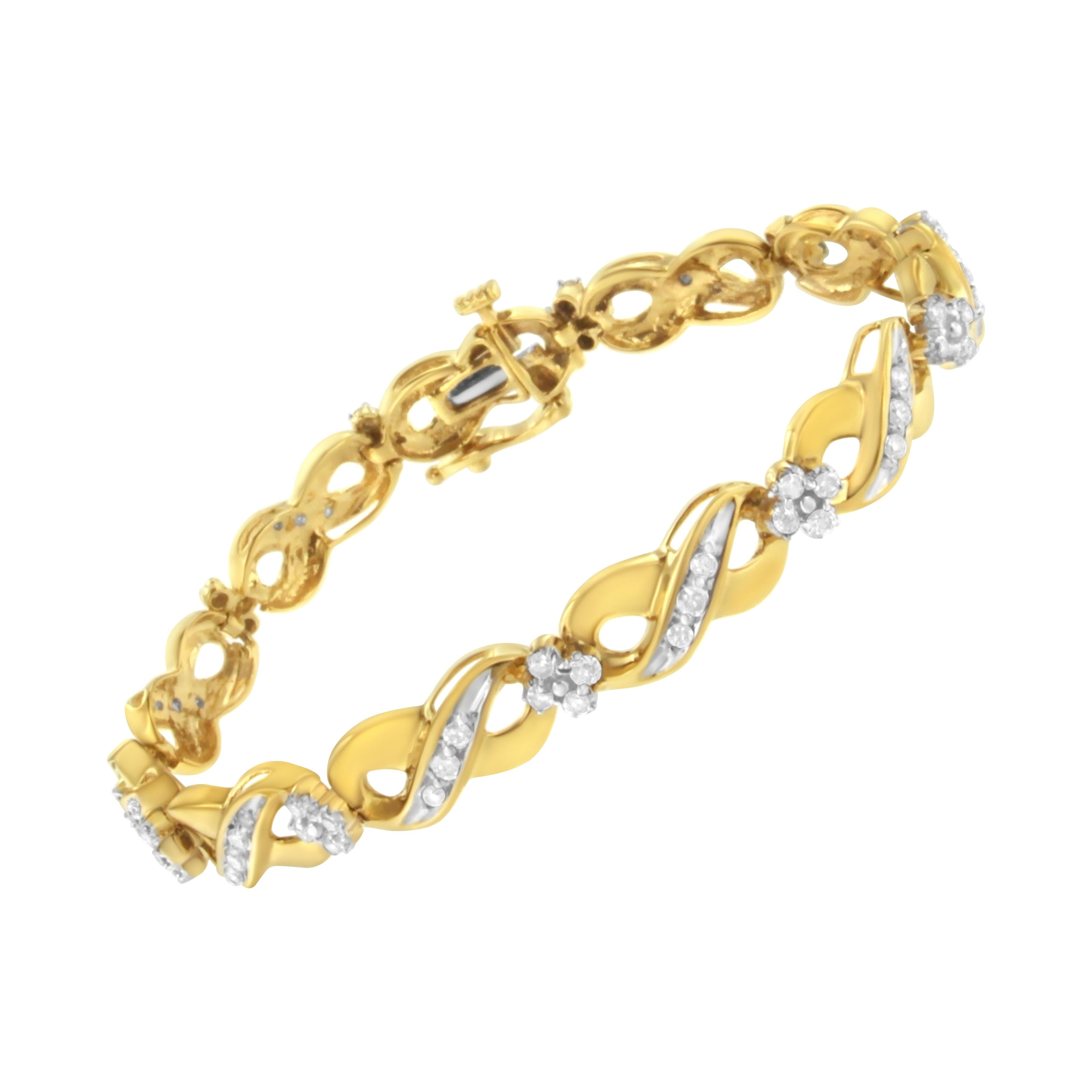 10K Yellow Gold Round-Cut Diamond Infinite Love Bracelet (1.00 cttw, I-J Color, I2-I3 Clarity) by Bids.com