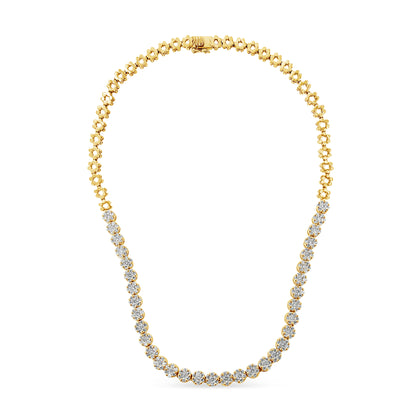 IGI Certified 14K White Gold 8.0 Cttw Pave Set Round-Cut Diamond Cluster Graduating Riviera Statement Necklace (H-I Color, I1 Clarity) by Bids.com