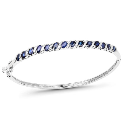 3.08 Carat Genuine Blue Sapphire .925 Sterling Silver Bangle  DestGlow