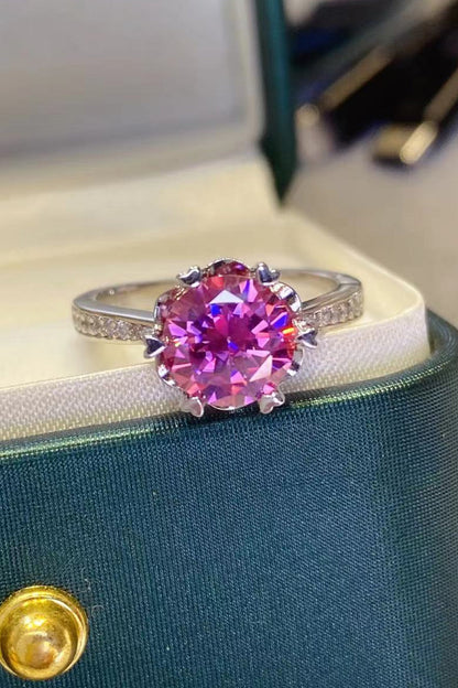 Shining For You 2 Carat Pink Brilliant Round Cut Sparkala™ Platinum Over Pure Sterling Silver Ring by Sparkala