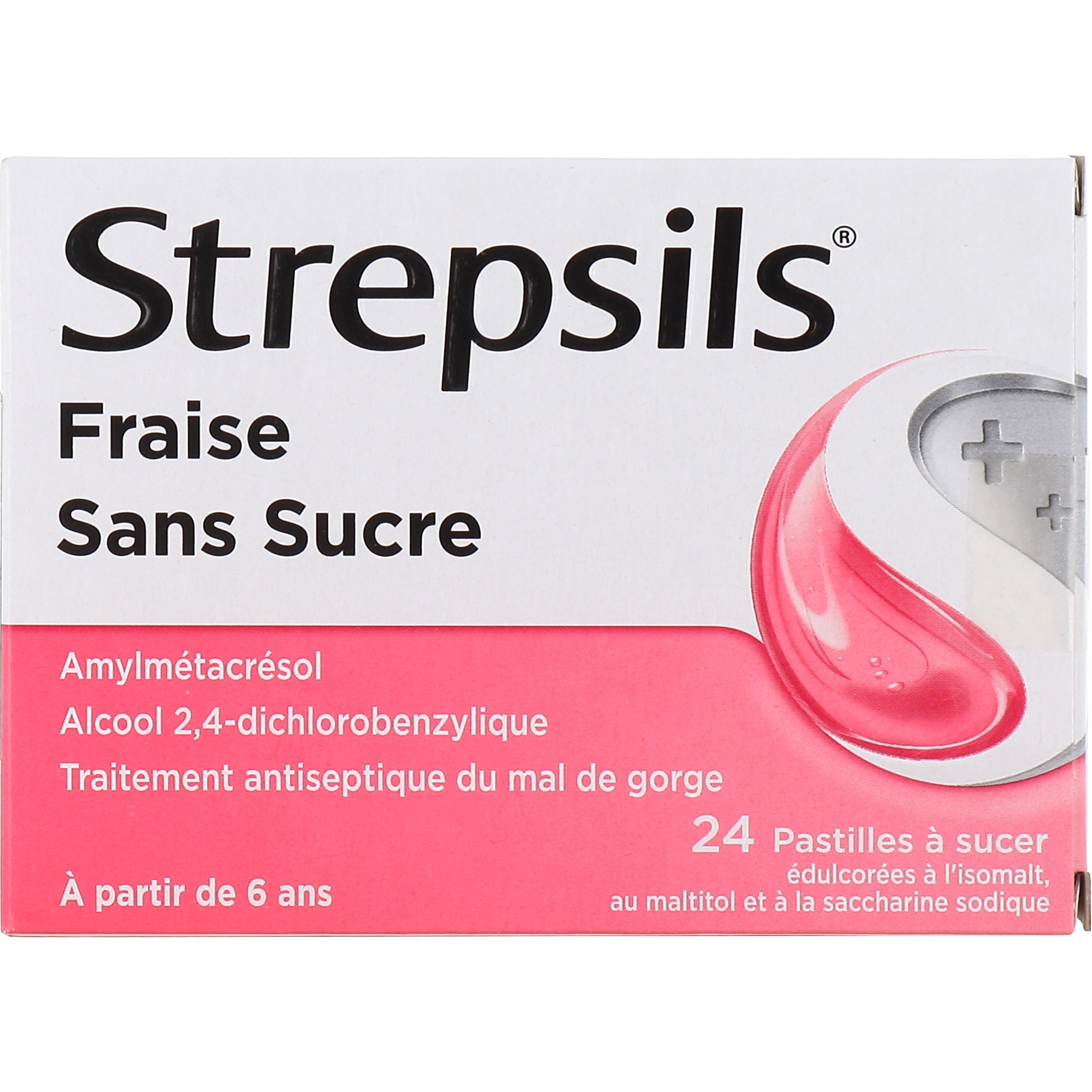 Strepsils Strawberry Sugar-Free Lozenges Sore Throat Relief Pack of 24 by Pasteur Pharmacy