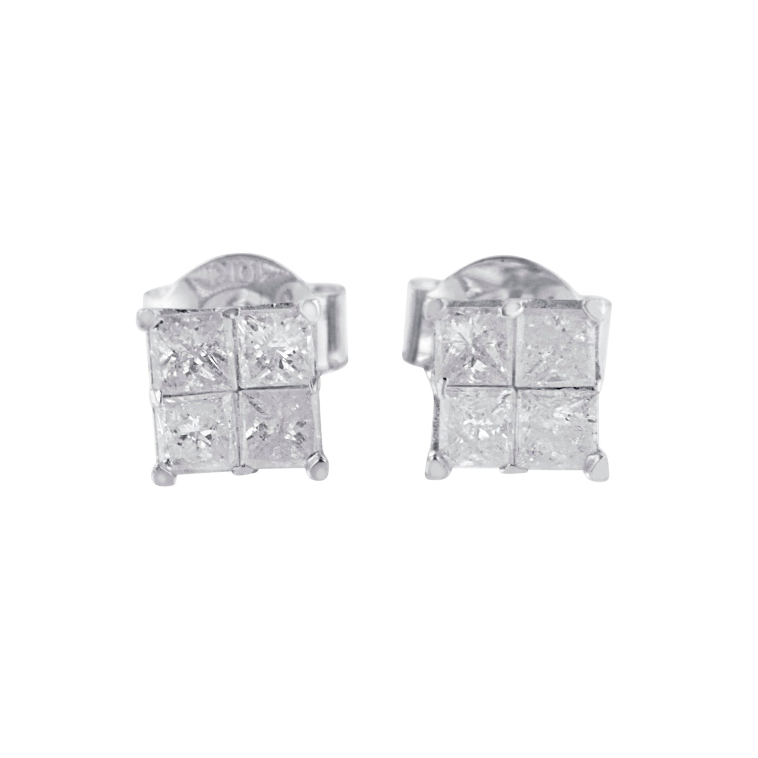 10k White Gold Diamond Stud Earrings (0.60 cttw, I-J Color, I2-I3 Clarity) by Bids.com