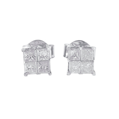 10k White Gold Diamond Stud Earrings (0.60 cttw, I-J Color, I2-I3 Clarity) by Bids.com