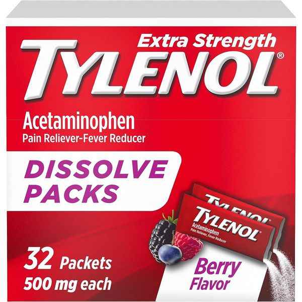 Tylenol® Extra Strength Dissolve Packs – 500 mg Acetaminophen (Berry Flavor)