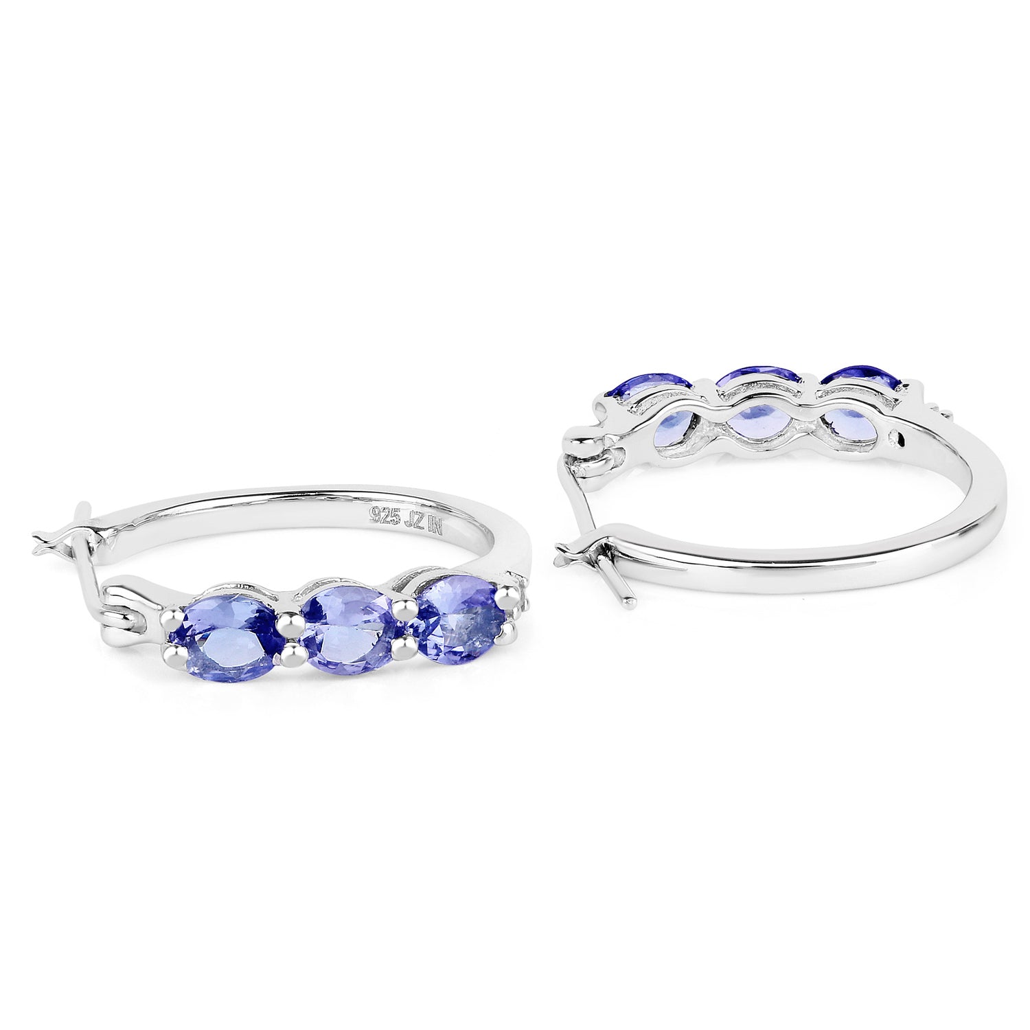 1.99 Carat Genuine Tanzanite and White Diamond .925 Sterling Silver Earrings by Bids.com