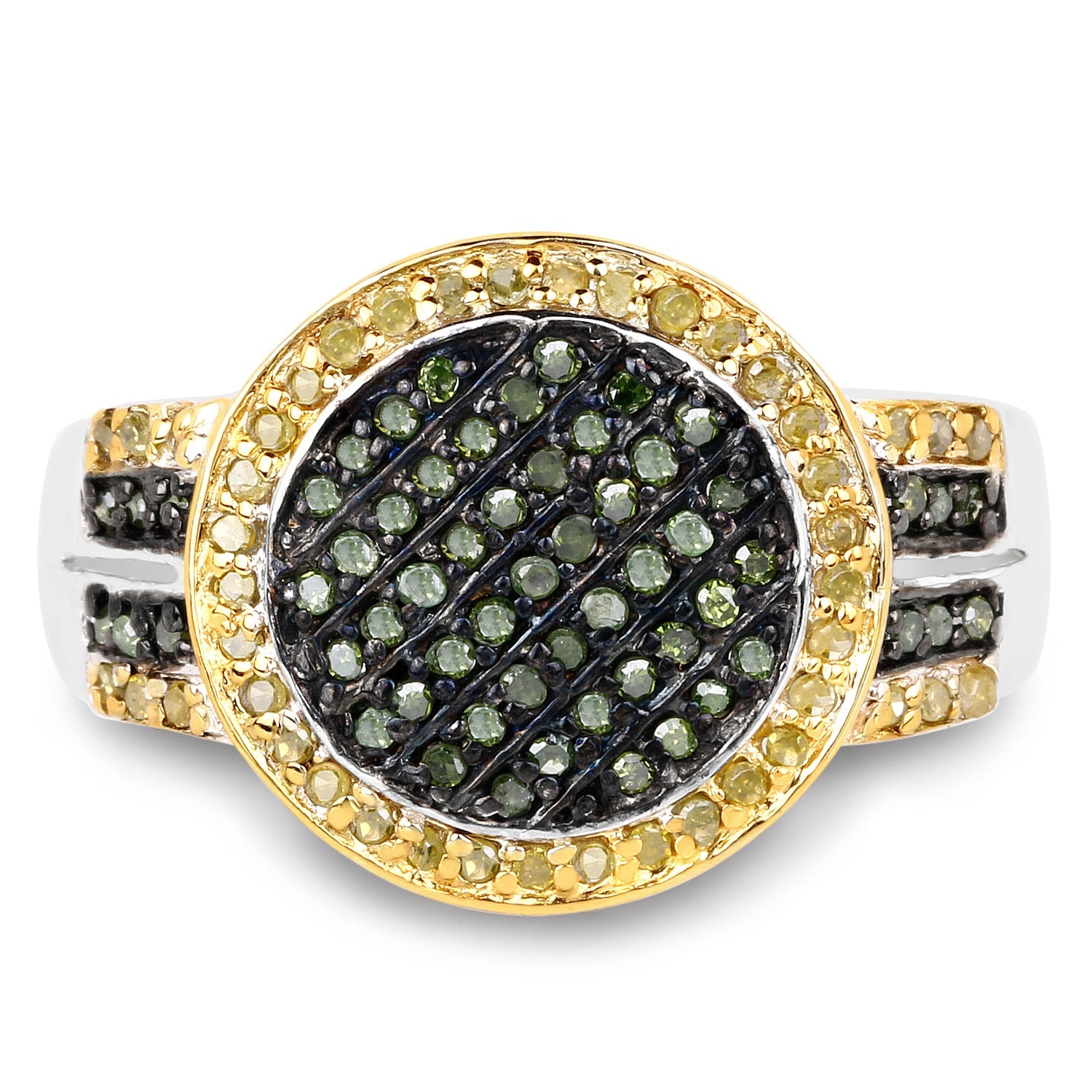 0.44 Carat Genuine Green Diamond and Yellow Diamond .925 Sterling Silver Ring by Bids.com