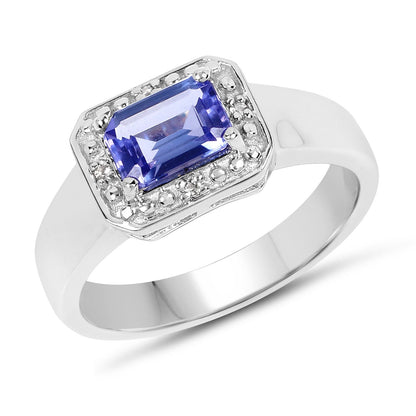 1.12 Carat Genuine Tanzanite and White Topaz .925 Sterling Silver Ring by Bids.com