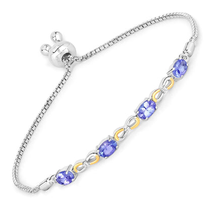 1.81 Carat Genuine Tanzanite and White Topaz .925 Sterling Silver Bracelet by Bids.com