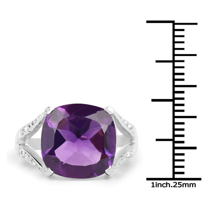 5.99 Carat Genuine Amethyst and White Topaz .925 Sterling Silver Ring by Bids.com