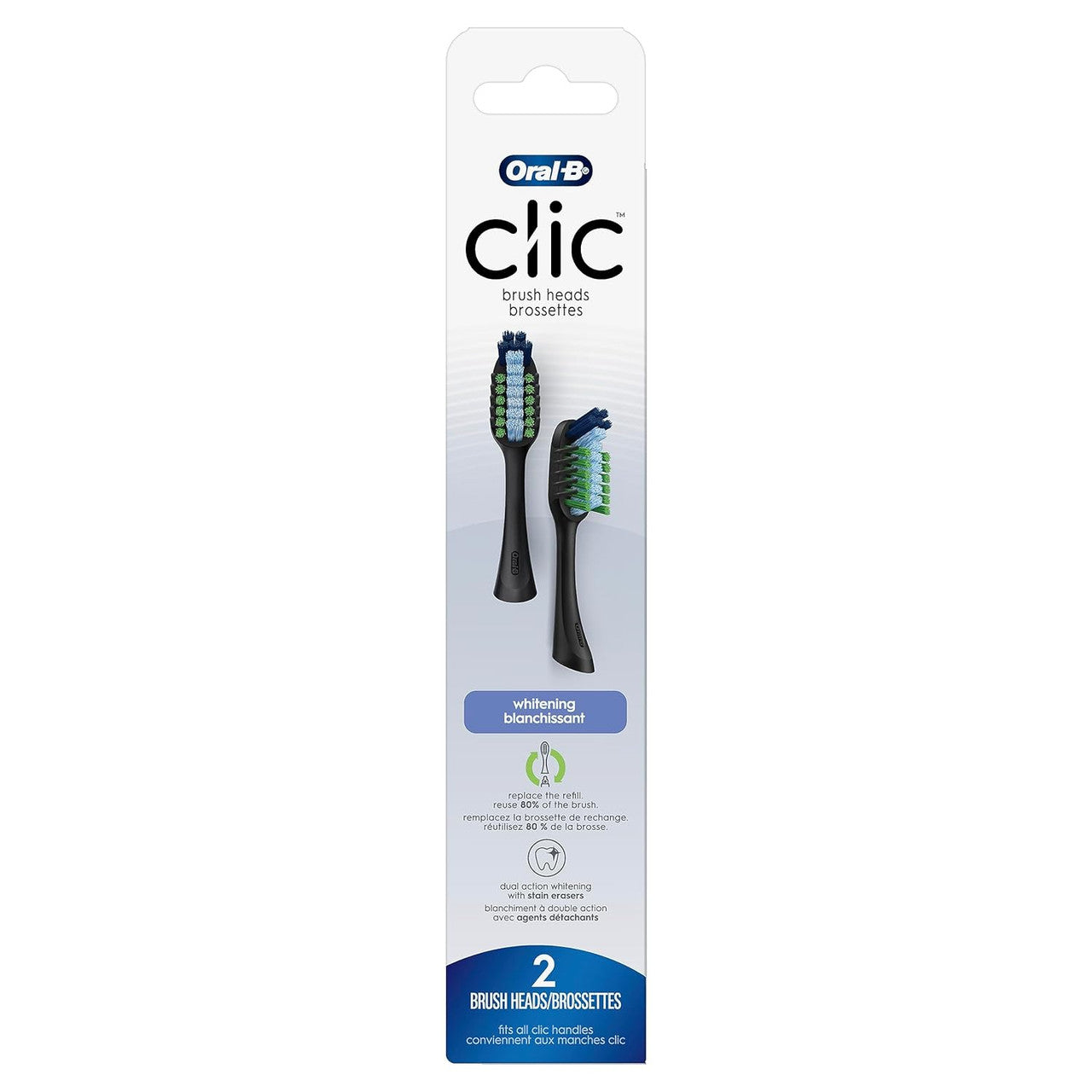 Oral-B Clic Toothbrush Replacement Brush Heads, Whitening, Black by Pasteur Pharmacy