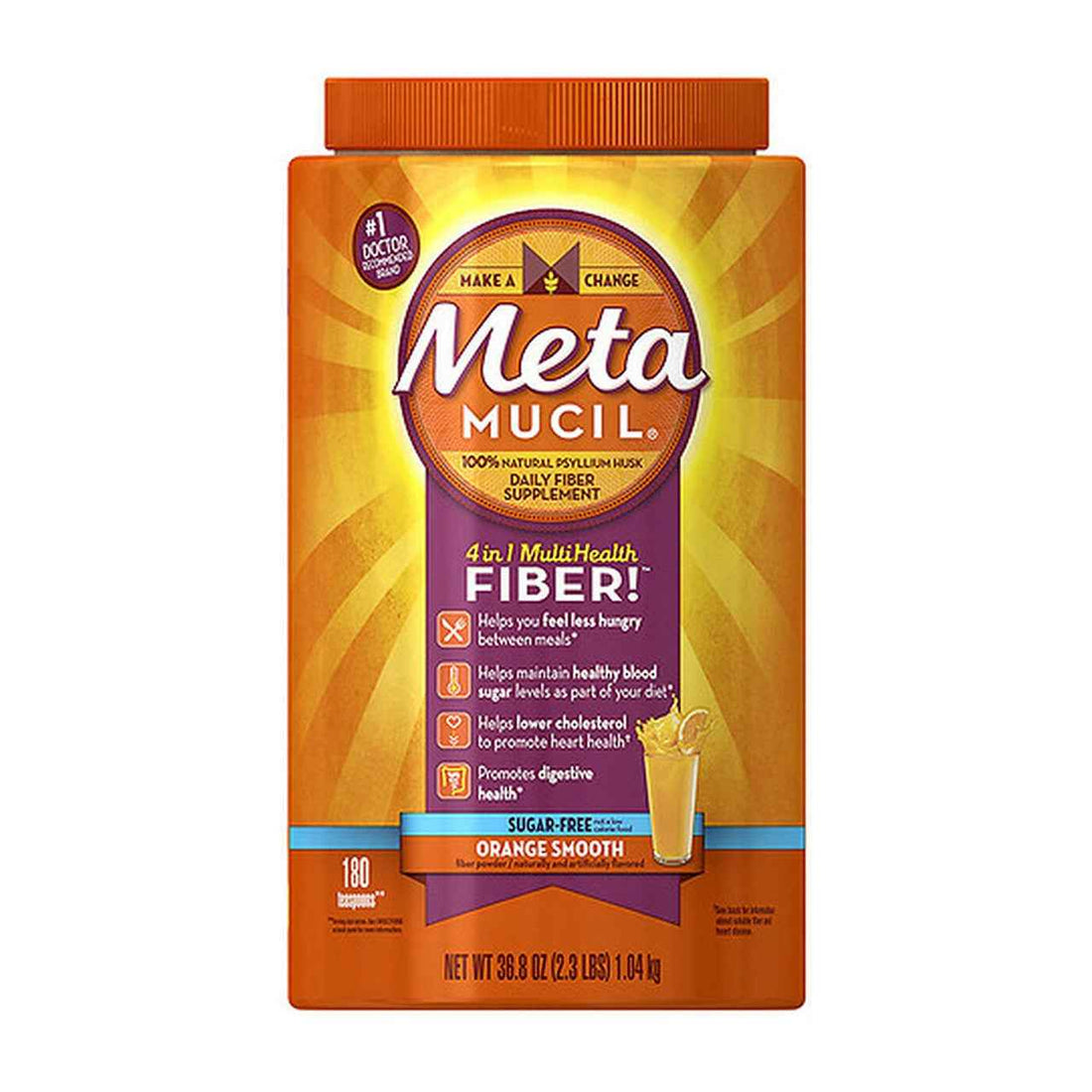 Metamucil Psyllium Fiber Supplement Sugar Free Powder - Orange
