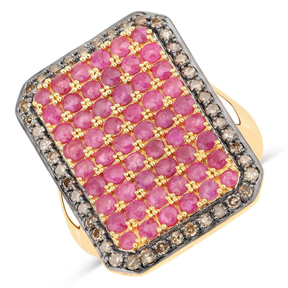 3.14 Carat Genuine Ruby and TTLB Diamond .925 Sterling Silver Ring by Bids.com