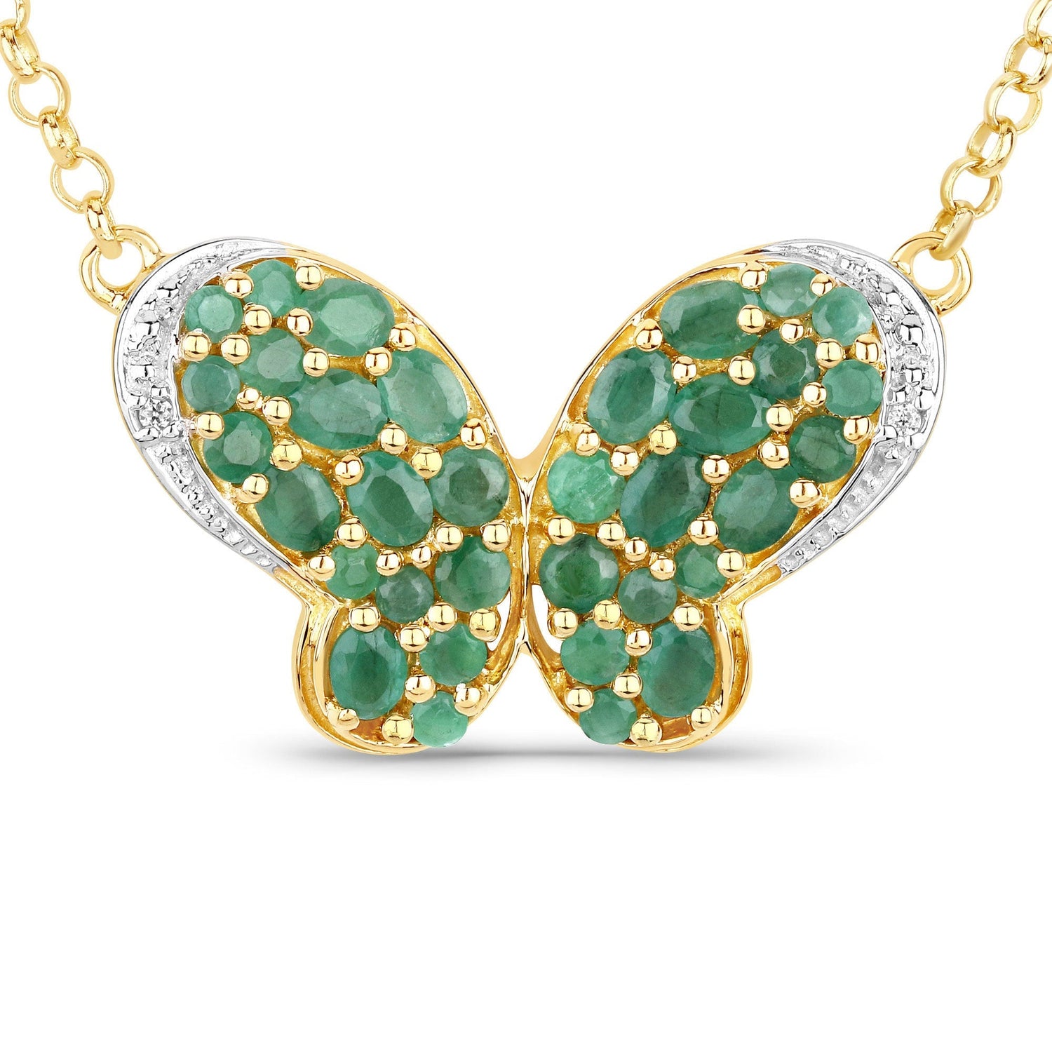 2.80 Carat Genuine Emerald and White Zircon .925 Sterling Silver Pendant  DestGlow