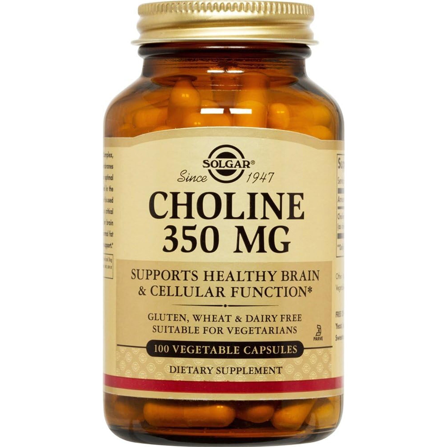 Solgar Choline 350 Mg, 100 Vegetable Capsules by Pasteur Pharmacy