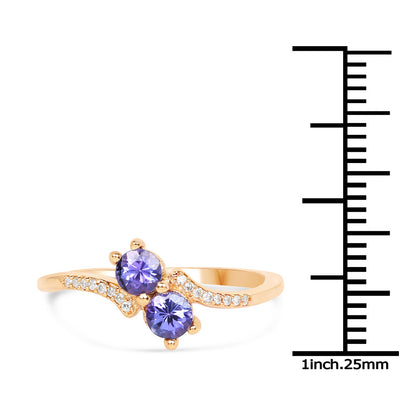0.51 Carat Genuine Tanzanite and White Diamond 14K Yellow Gold Ring by Bids.com