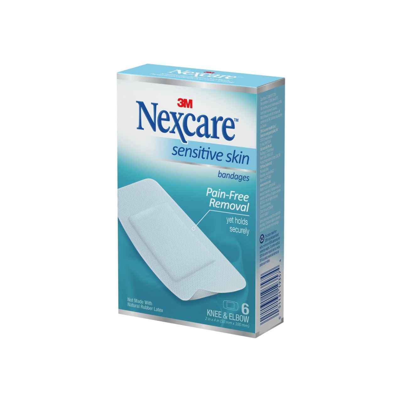 Nexcare Sensitive Skin Bandages, Knee &amp; Elbow Size, Pain-Free Removal, 6 Count