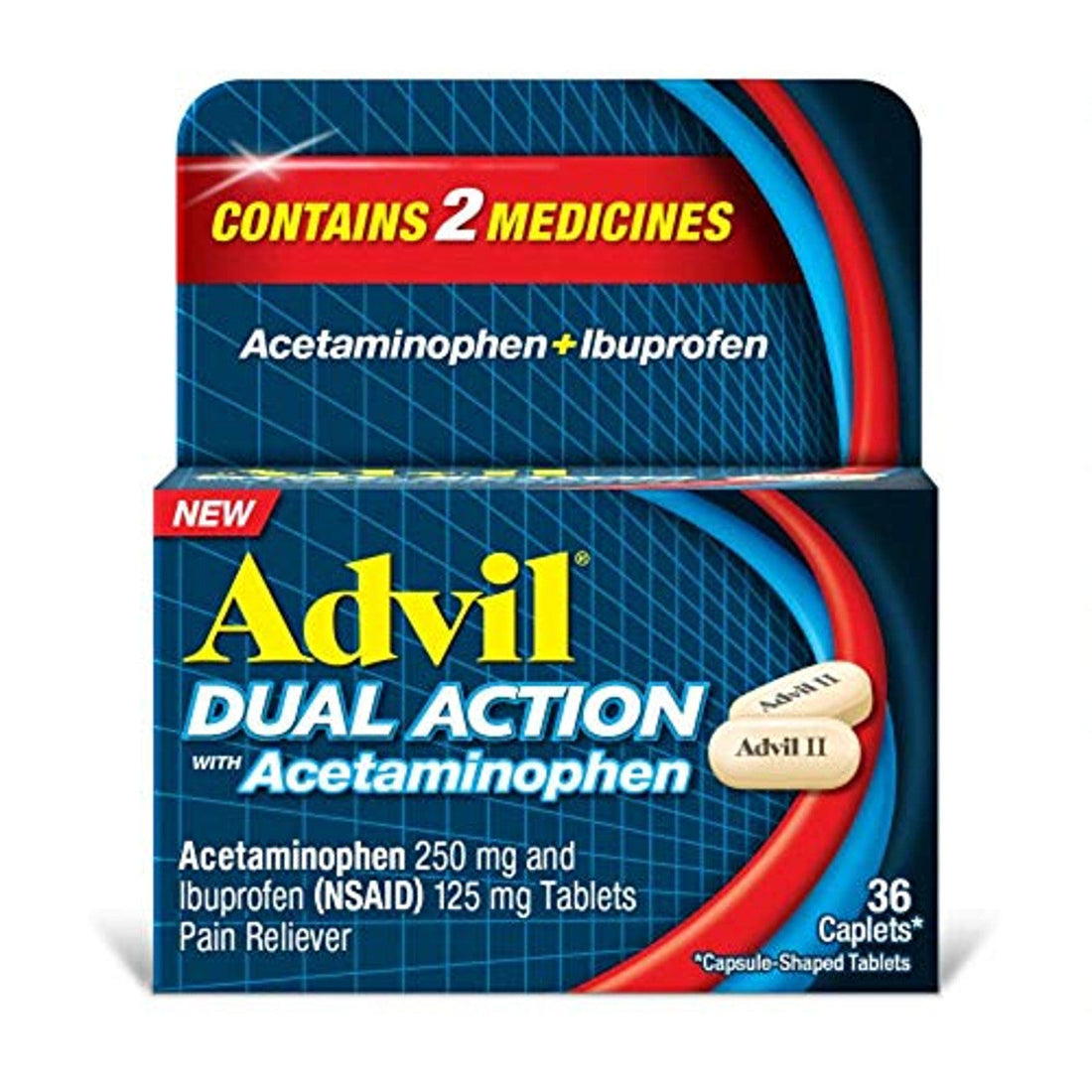 Advil Dual Action With Acetaminophen Caplets Pain Reliever 