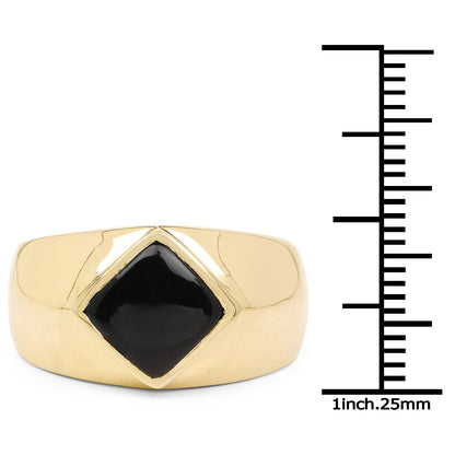 14K Yellow Gold Plated 2.00 Carat Genuine Black Onyx .925 Sterling Silver Ring by Bids.com