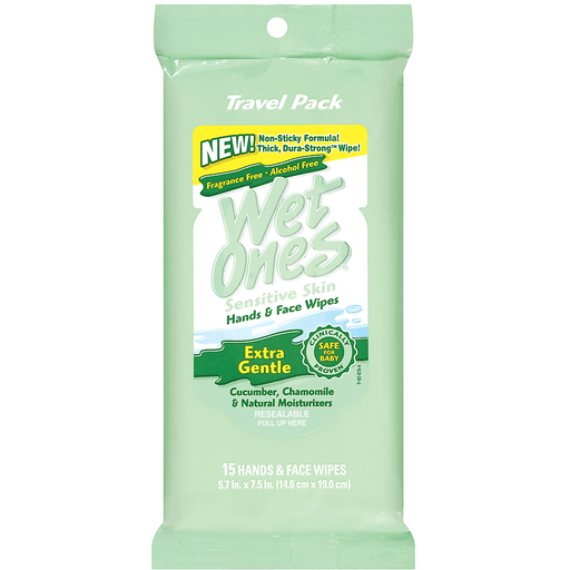 Wet Ones Sensitive Skin Extra Gentle Wipes Hand &amp; Face
