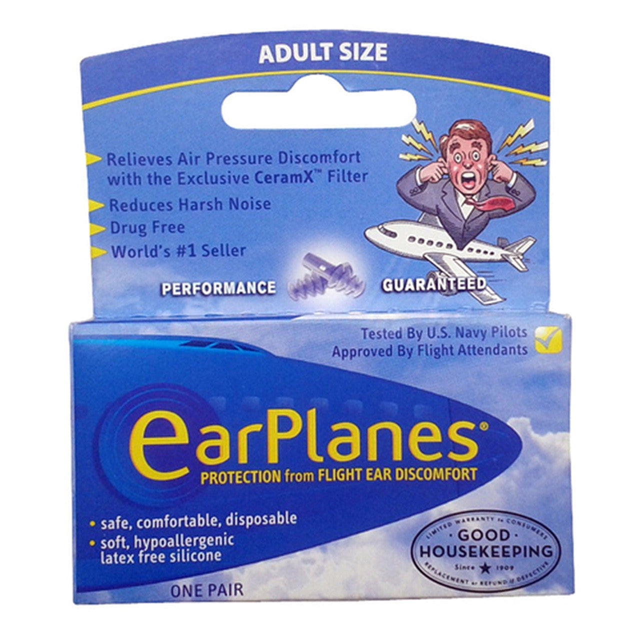 EarPlanes Adult Ear Plugs for Airplane Pressure Relief &amp; Noise Reduction by Pasteur Pharmacy
