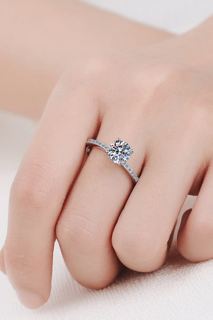 1 Carat Brilliant Round Cut Sparkala™ Rhodium-Plated Side Stone Ring by Sparkala
