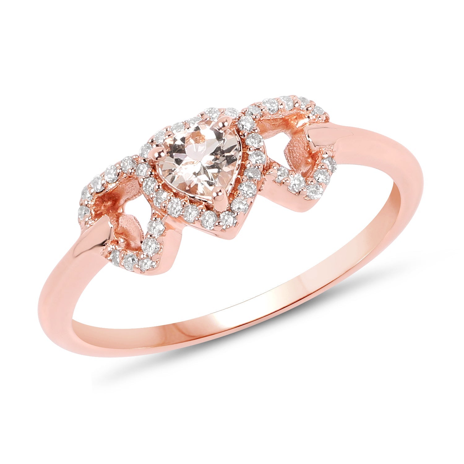 0.37 Carat Genuine Morganite and White Diamond 14K Rose Gold Ring by Bids.com