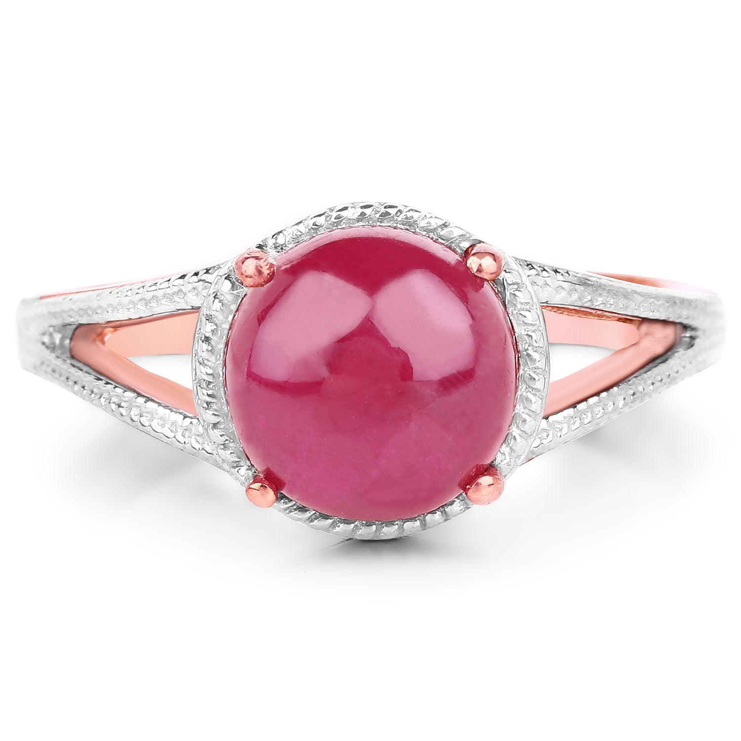 14K Rose Gold Plated 5.05 Carat Glass Filled Ruby .925 Sterling Silver Ring by Bids.com