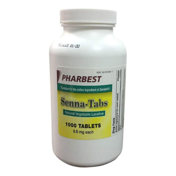 Senna Laxative 8.6 mg, Natural Vegetable Origin, 1000 Tablets by Pasteur Pharmacy