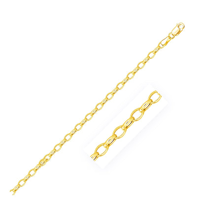 3.2mm 14k Yellow Gold Oval Rolo Bracelet  DestGlow