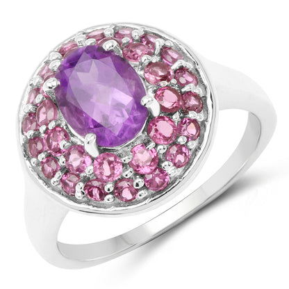 2.48 Carat Genuine Amethyst and Rhodolite .925 Sterling Silver Ring by Bids.com