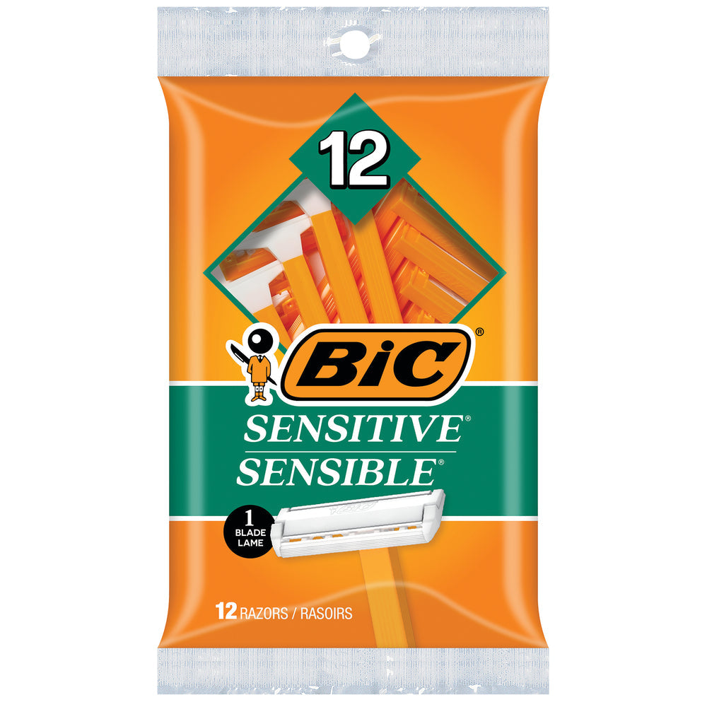 BIC Sensitive Single Blade Disposable Razors - 12 Count - Ideal for Sensitive Skin by Pasteur Pharmacy