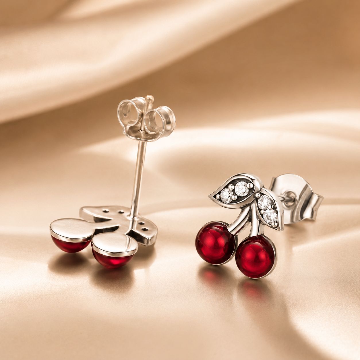 925 Sterling Silver Earrings with CZ &amp; Enamel, 0.9x0.8cm, for Women  DestGlow