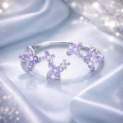 925 Sterling Silver White Gold Plated Ring with Enamel and CZ for Women  DestGlow