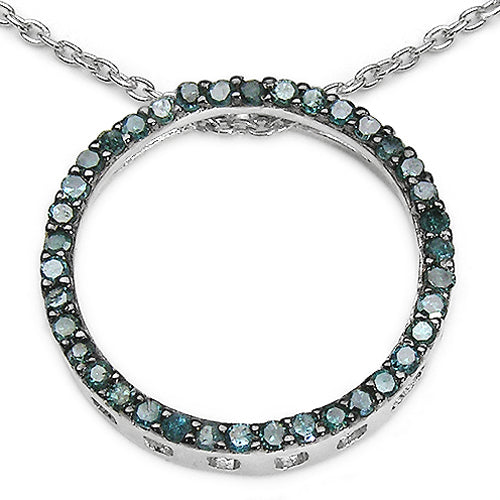 0.46 Carat Genuine Blue Diamond .925 Sterling Silver Pendant by Bids.com