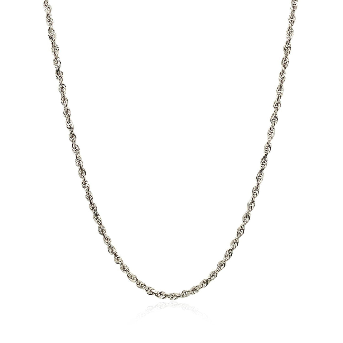 2.0mm 14k White Gold Solid Diamond Cut Rope Chain by Bids.com