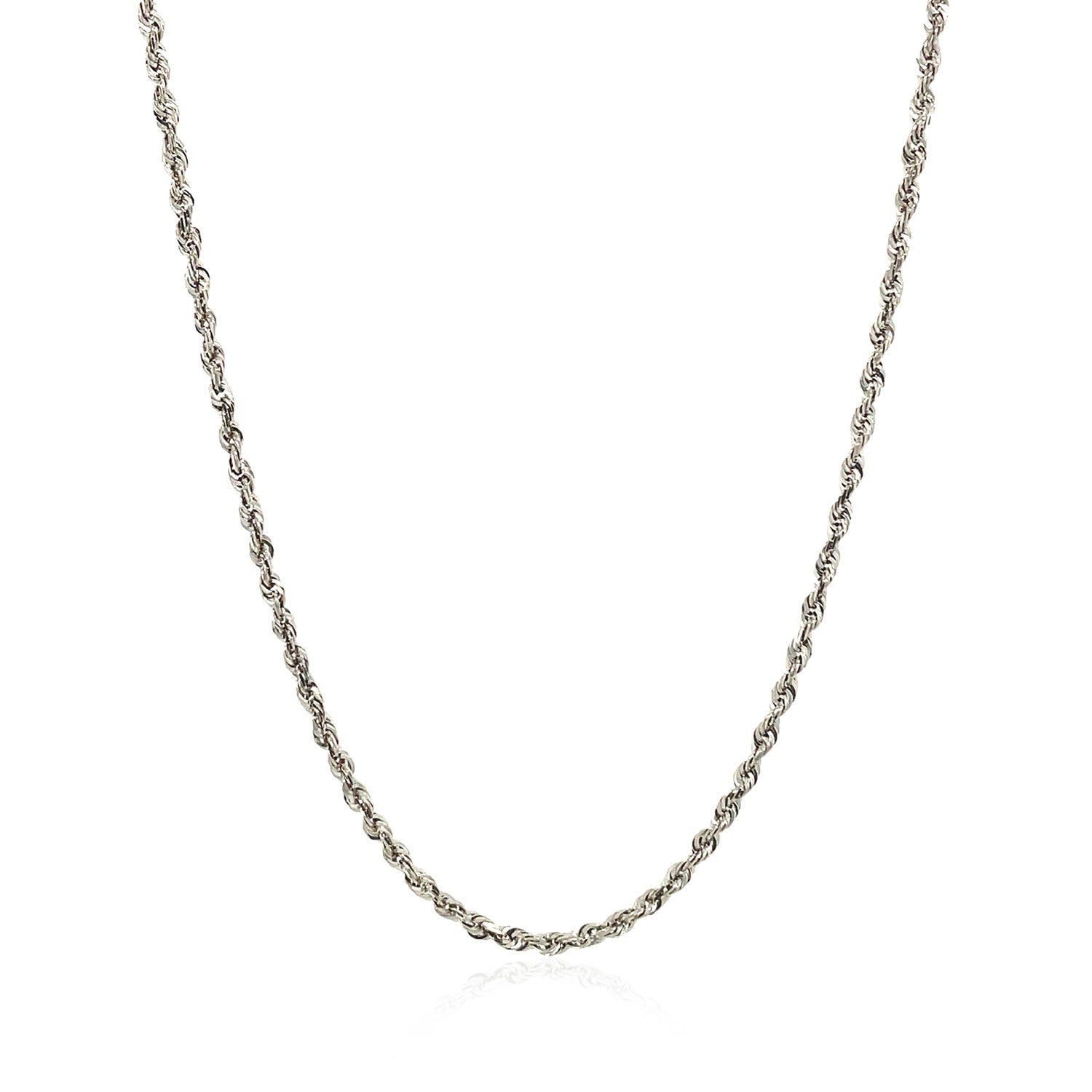 2.0mm 14k White Gold Solid Diamond Cut Rope Chain by Bids.com