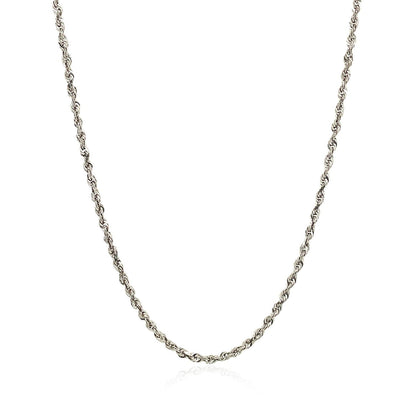 2.0mm 14k White Gold Solid Diamond Cut Rope Chain by Bids.com