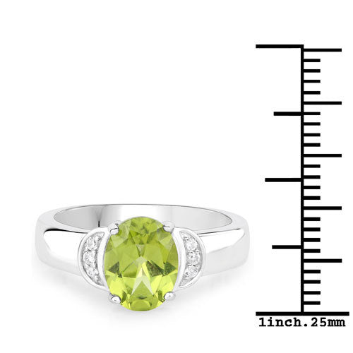 1.76 Carat Genuine Peridot and White Zircon .925 Sterling Silver Ring by Bids.com