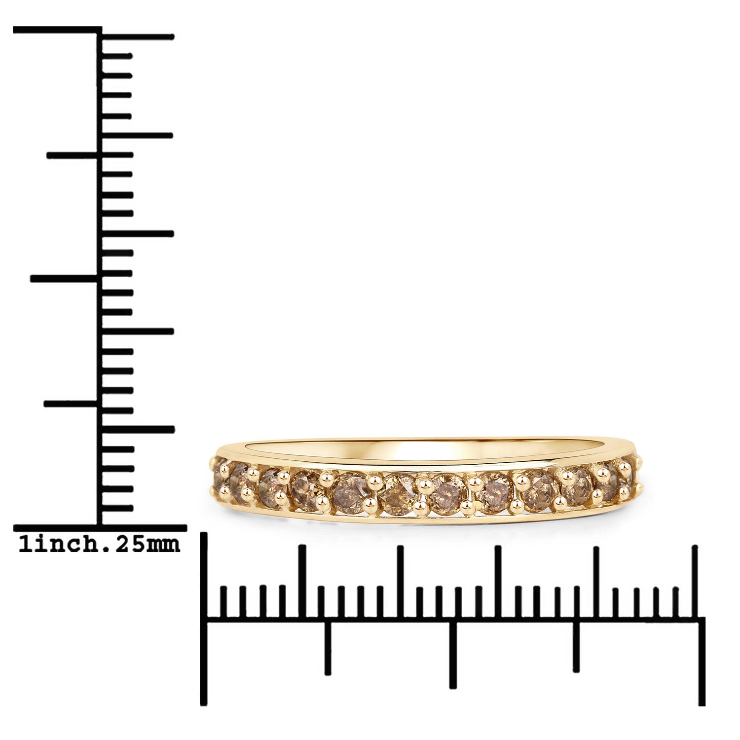 0.45 Carat Genuine Champagne Diamond 14K Yellow Gold Ring (I1-I2)  DestGlow