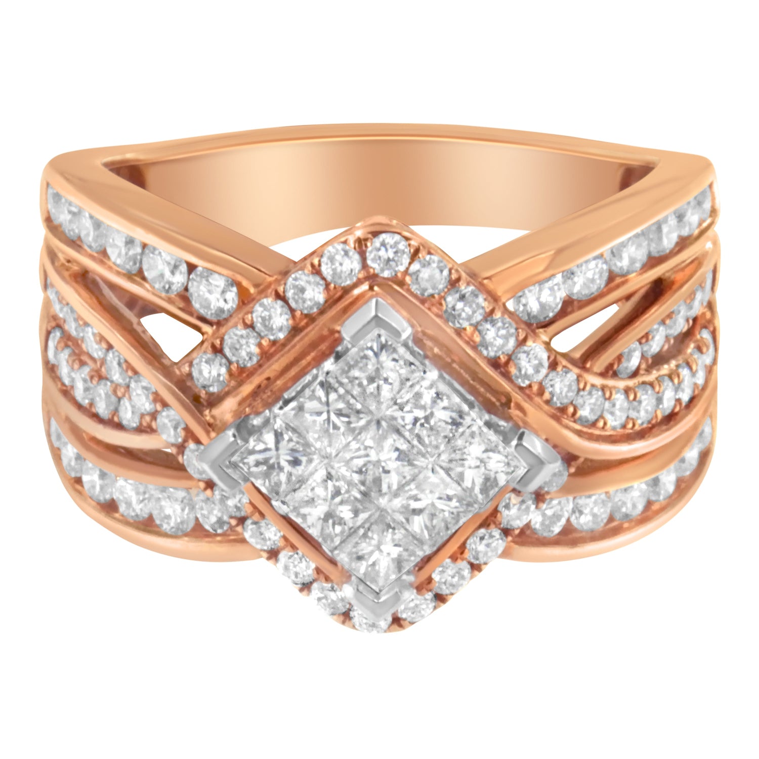 Two-Tone 10KT Gold Diamond Bypass Cocktail Ring (1 1/2 cttw, H-I Color, I1-I2 Clarity) by Bids.com