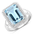5.81 Carat Genuine Blue Topaz and White Diamond .925 Sterling Silver Ring  DestGlow