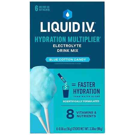 Liquid I.V. Hydration Multiplier Powdered Electrolyte Drink Mix Blue Cotton Cand