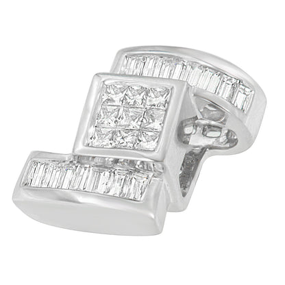14K White Gold 1 2/5 cttw Princess and Baguette Cut Diamond Zig Zag Pendant Necklace (H-I, SI1-SI2) by Bids.com