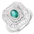 3.14 Carat Genuine Zambian Emerald and White Topaz .925 Sterling Silver Ring  DestGlow