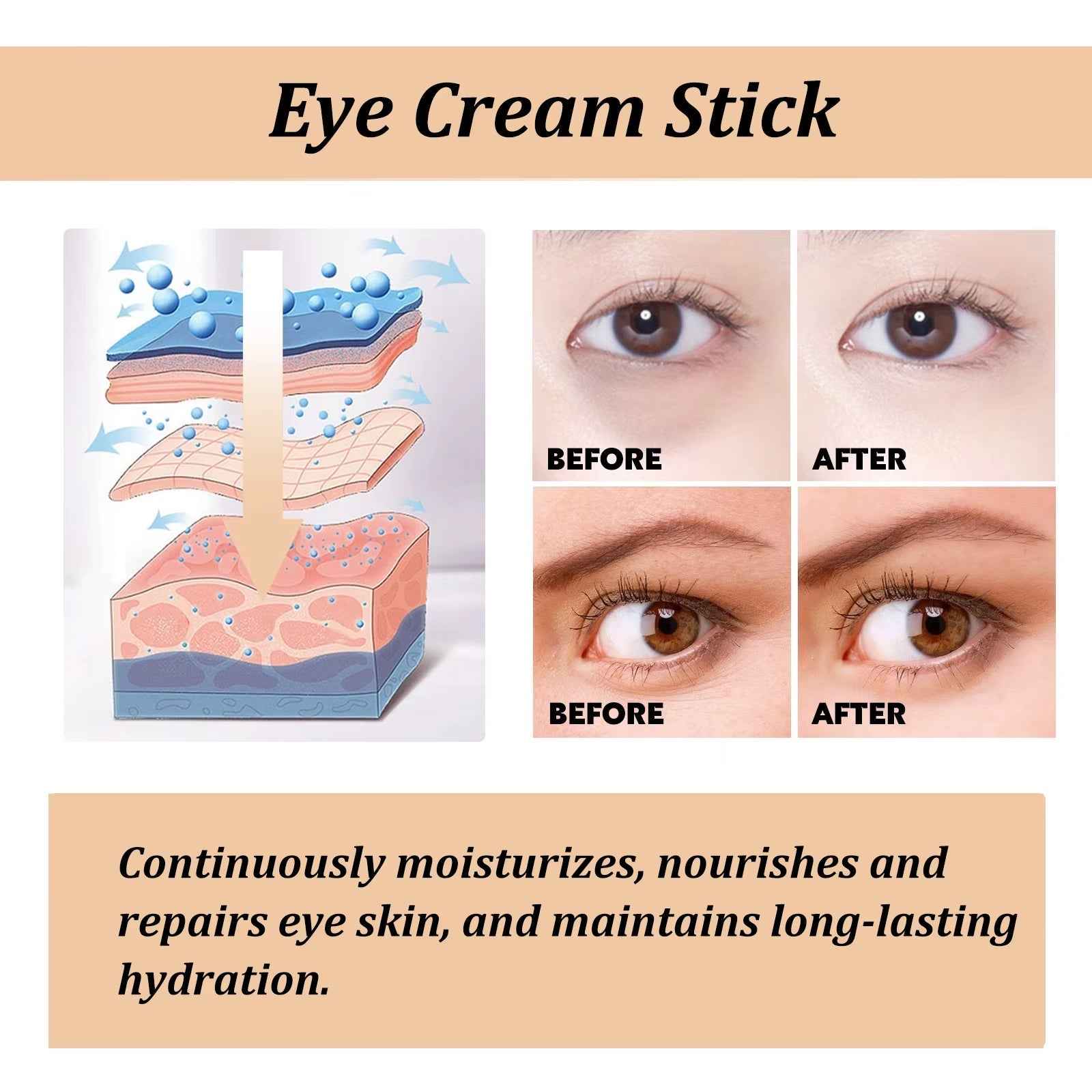 Snail Eye Cream Stick Collagen Fade Fine Lines Wrinkle Lightening Dark Circles Firming Eye Bags Puffiness Moisturizing Eye Cream
