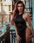 Maxi Length Halter Neck Dress with High Slits 