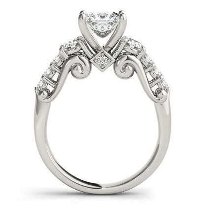 14k White Gold 3 Stone Antique Design Diamond Engagement Ring (1 3/4 cttw) by Bids.com