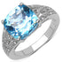 5.05 Carat Genuine Blue Topaz and 0.05 ct.t.w Genuine Diamond Accents Sterling Silver Ring by Bids.com