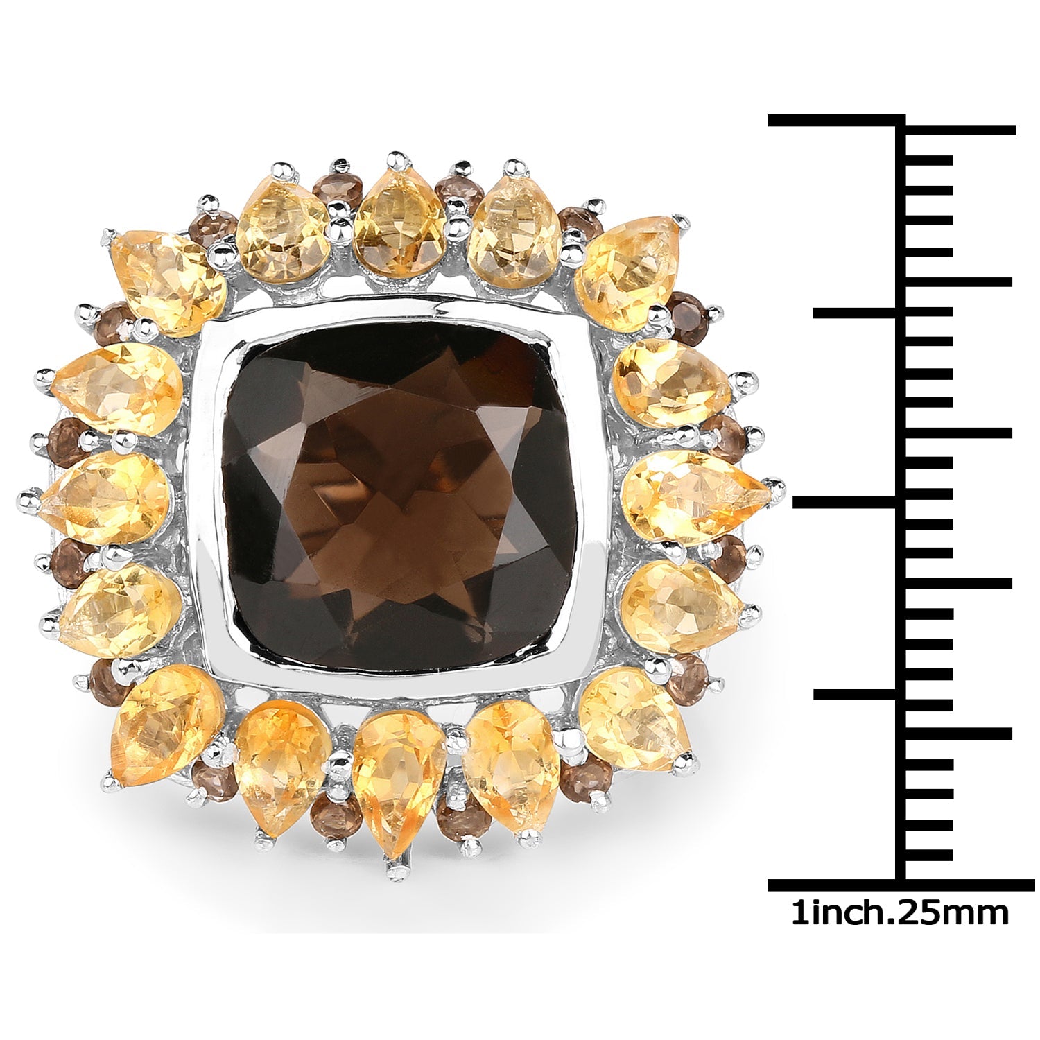 9.16 Carat Genuine Smoky Quartz &amp; Citrine .925 Sterling Silver Ring by Bids.com