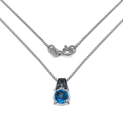 4.94 Carat Genuine Swiss Blue Topaz, Blue Diamond &amp; White Diamond .925 Sterling Silver Pendant by Bids.com